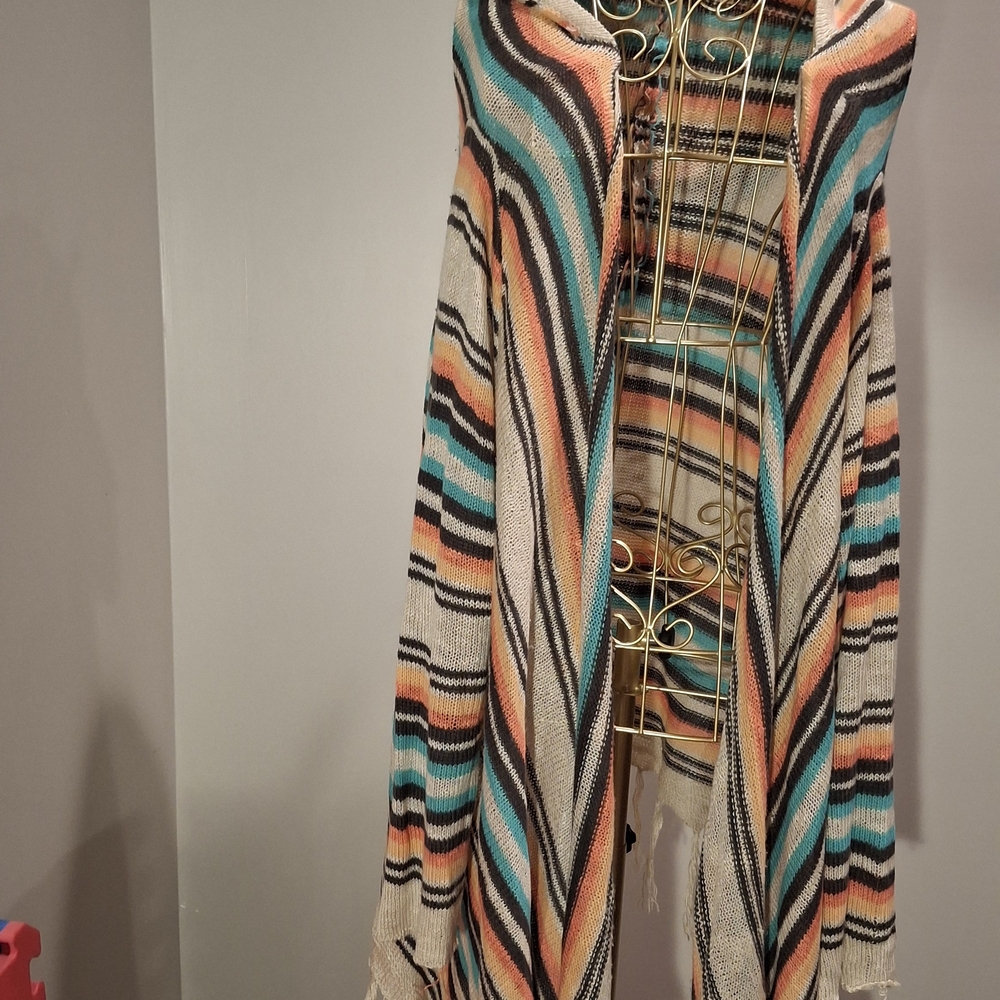 Vibrant Striped Women's Poncho